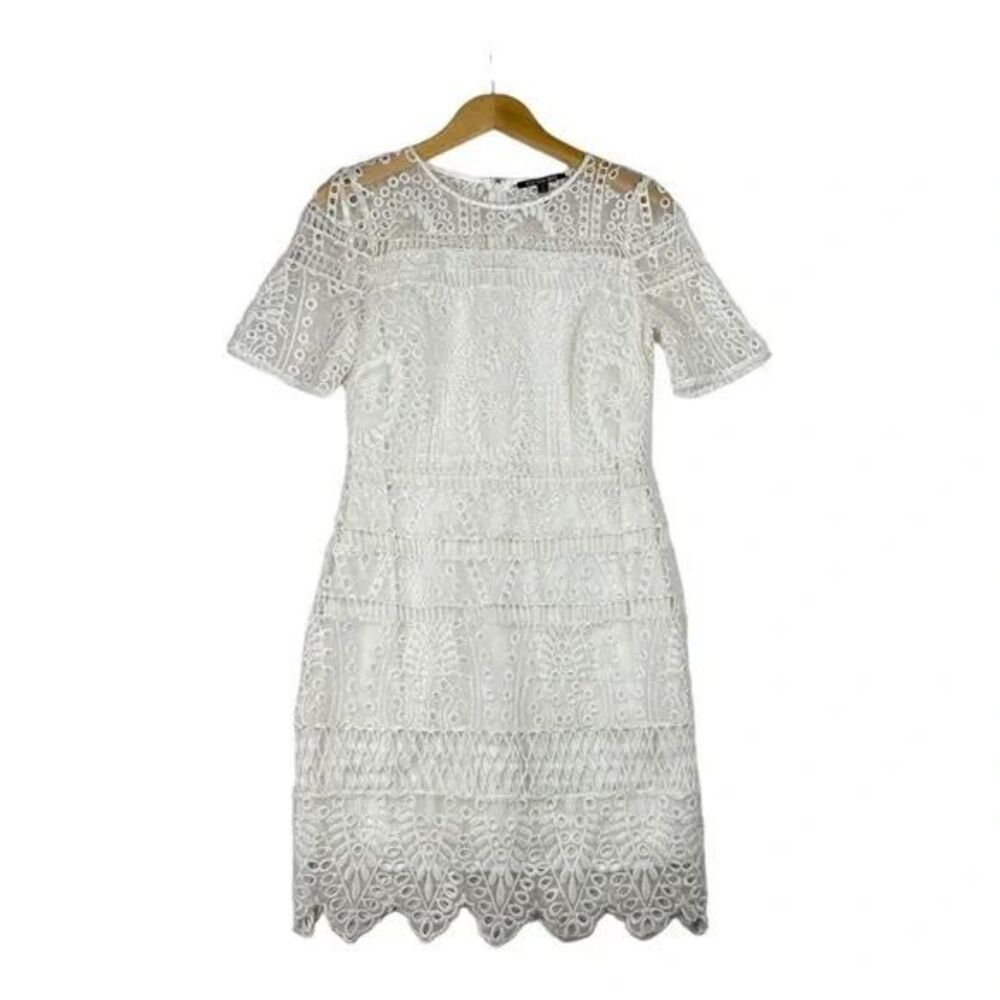 Gianni Bini‎ Lily Sheath Dress Women Size 2 White Short Sleeve NEW